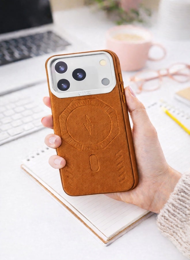 في آر كرييتيف غطاء فاخر من الجلد متوافق مع MagSafe لهاتف iPhone 17 Pro Max - غطاء شحن لاسلكي مغناطيسي، مقاوم للصدمات، حماية عالية للكاميرا – أزرق - Image 3