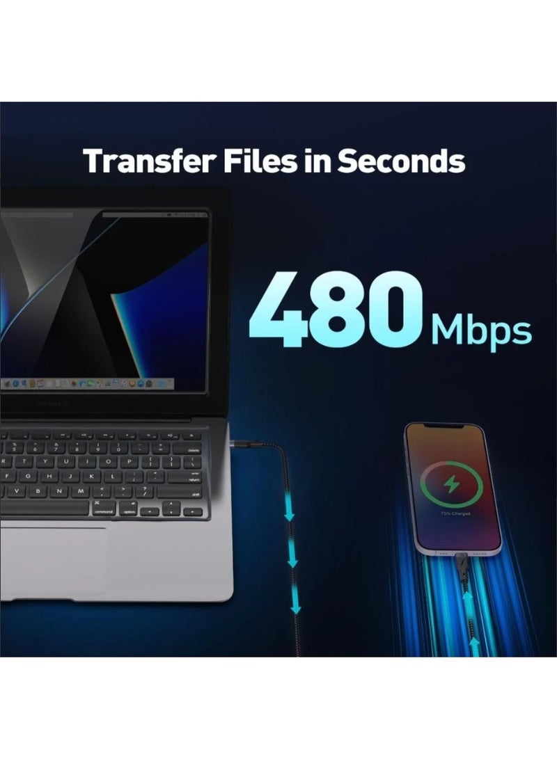 جودا سلك JODA قماشي تايب سي الى لايتنينق بطول 1 متر - اسود - Image 2