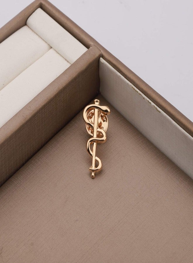 Zuo Bao Medical Jewelry Wand Brooch Label Pin Emblem Pin Medicine Snake Caduceus Nursing Gift for Doctor Nurse Therapeutist (Gold) - Image 3