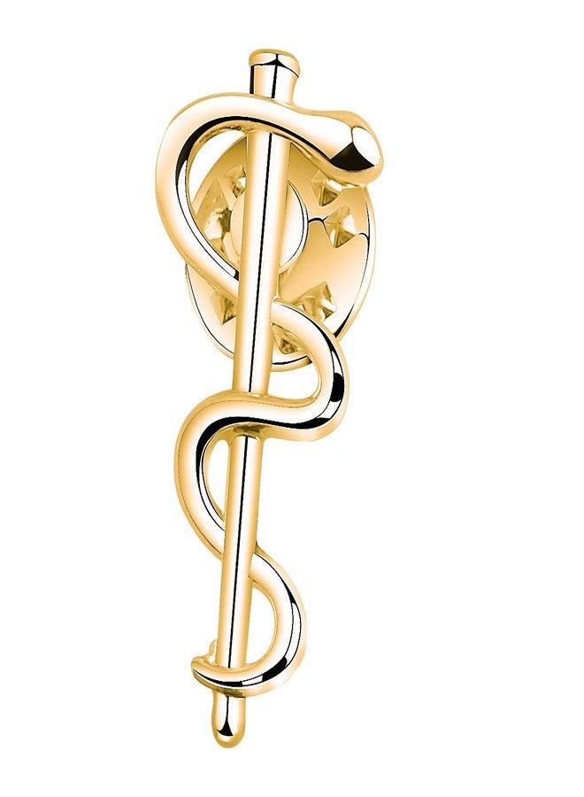 Zuo Bao Medical Jewelry Wand Brooch Label Pin Emblem Pin Medicine Snake Caduceus Nursing Gift for Doctor Nurse Therapeutist (Gold) - Image 1