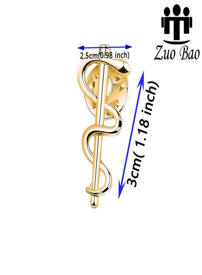 Zuo Bao Medical Jewelry Wand Brooch Label Pin Emblem Pin Medicine Snake Caduceus Nursing Gift for Doctor Nurse Therapeutist (Gold) - Image 2