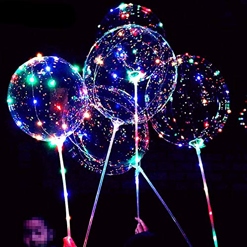 UZER LED Light Up Bobo Balloons with Sticks,6 Packs Flashing Handles,20 Inches Bubble Bobo Balloons,70 cm Sticks,Christmas Birthday Party Decoration - Image 1