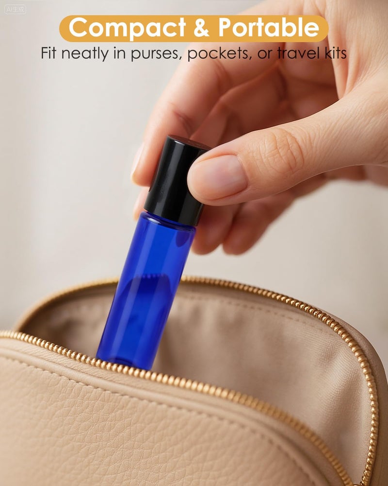 Worldgsb 4 Pack Essential Oil Roller Bottles  10Ml Refillable Blue Glass Roller Bottles With Stainless Steel Roller Balls And Caps For Travel  Perfume And Lip Gloss - Image 5