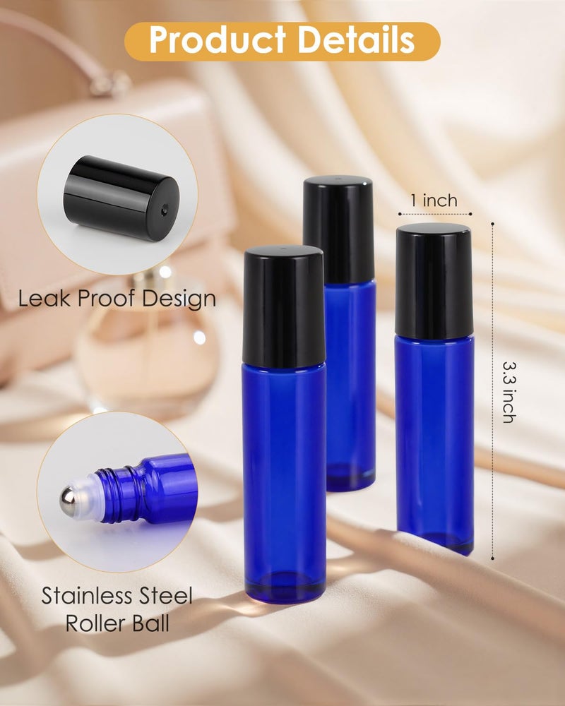 Worldgsb 4 Pack Essential Oil Roller Bottles  10Ml Refillable Blue Glass Roller Bottles With Stainless Steel Roller Balls And Caps For Travel  Perfume And Lip Gloss - Image 4