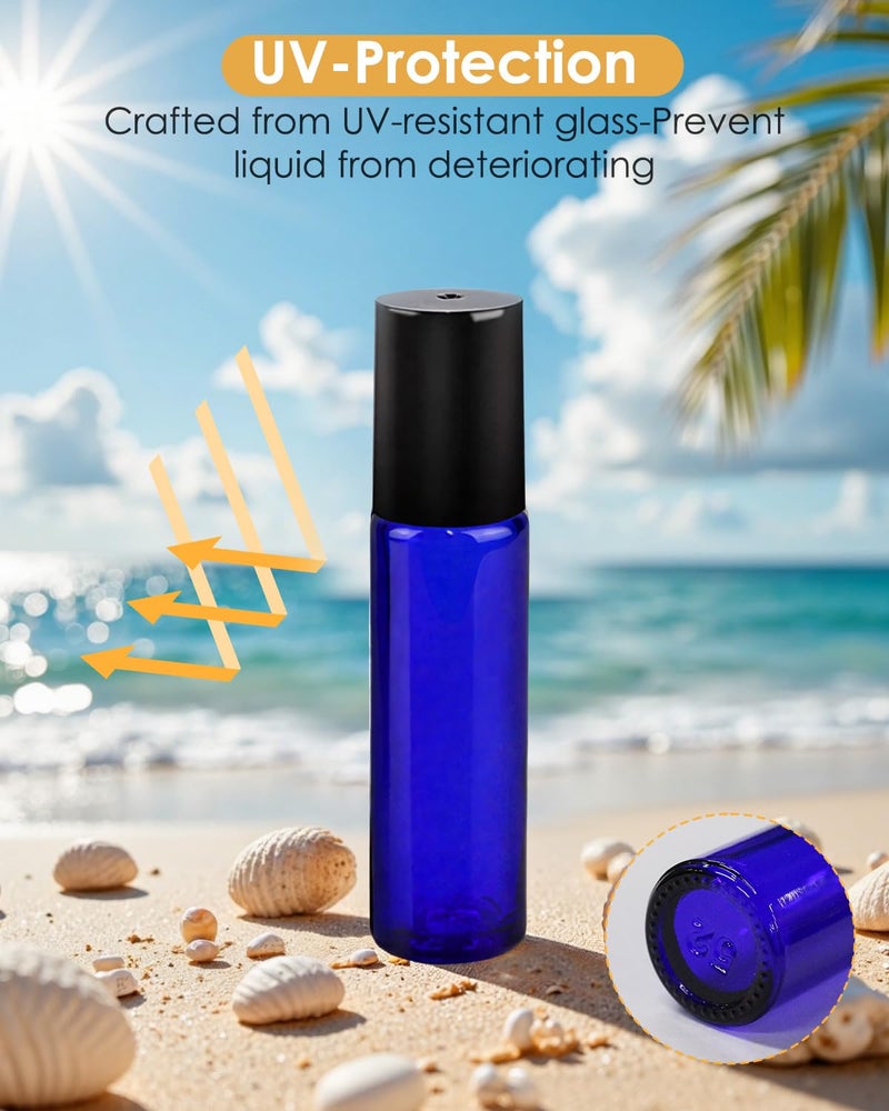 Worldgsb 4 Pack Essential Oil Roller Bottles  10Ml Refillable Blue Glass Roller Bottles With Stainless Steel Roller Balls And Caps For Travel  Perfume And Lip Gloss - Image 2