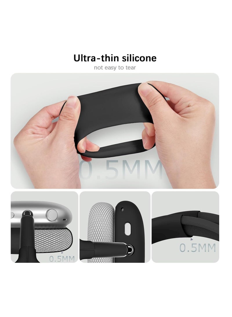 Anmi - 4 in-1 Clear Silicone Case Cover for AirPods Max Black - Image 1