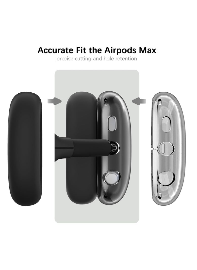 Anmi - 4 in-1 Clear Silicone Case Cover for AirPods Max Black - Image 1