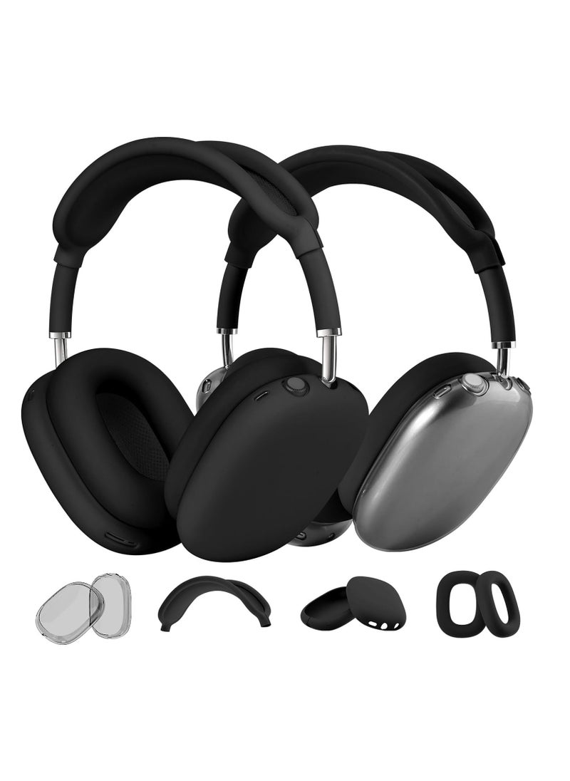 Anmi - 4 in-1 Clear Silicone Case Cover for AirPods Max Black - Image 1