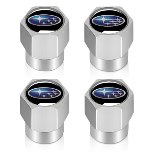 XIGRALUCK Tire Valve Stem Cap for Subaru Ascent BRZ Crosstrek Forester Impreza Legacy Outback WRX STI XV Crosstrek Metal Tire Stem Cover with Belt O-Ring Air caps Sports Accessories 4 Pack - Image 1