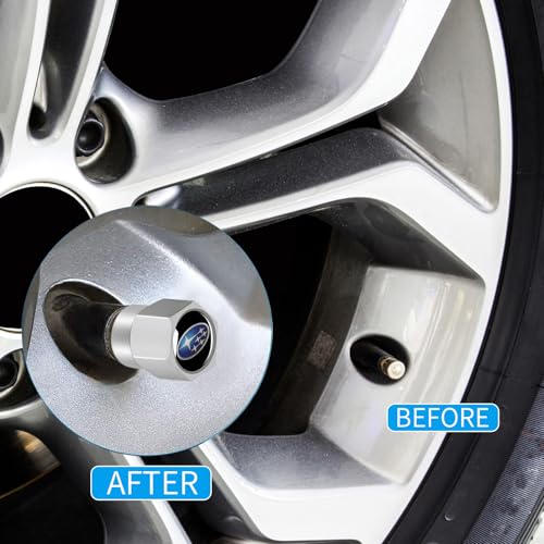 XIGRALUCK Tire Valve Stem Cap for Subaru Ascent BRZ Crosstrek Forester Impreza Legacy Outback WRX STI XV Crosstrek Metal Tire Stem Cover with Belt O-Ring Air caps Sports Accessories 4 Pack - Image 3