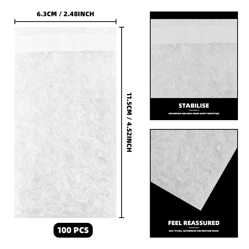 DEELEDM 100Pcs Small Bubble Wrap Pouches 2.36" x 3.15" Self Seal Mini Bubble Cushion Bags, Double Wall Bubble Pouch Bag Protective Wrap Shockproof Foam Bags for Badge Storage Shipping Packaging - Image 2