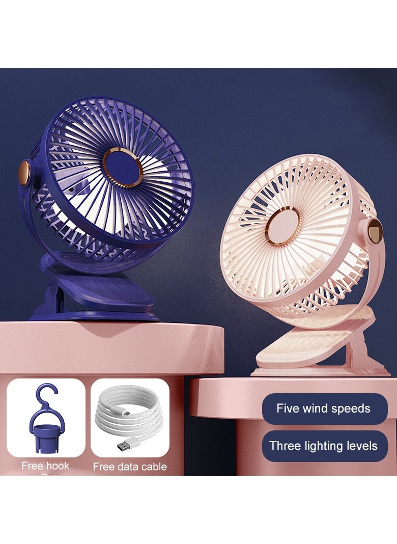 Generic - USB Desk Fan, 5 Speeds with Strong Airflow, 3 lighting modes, Multi-angle rotation  portable desk fan, for Home, Office, Dormitory, Desktop Table Fans（White） - Image 1
