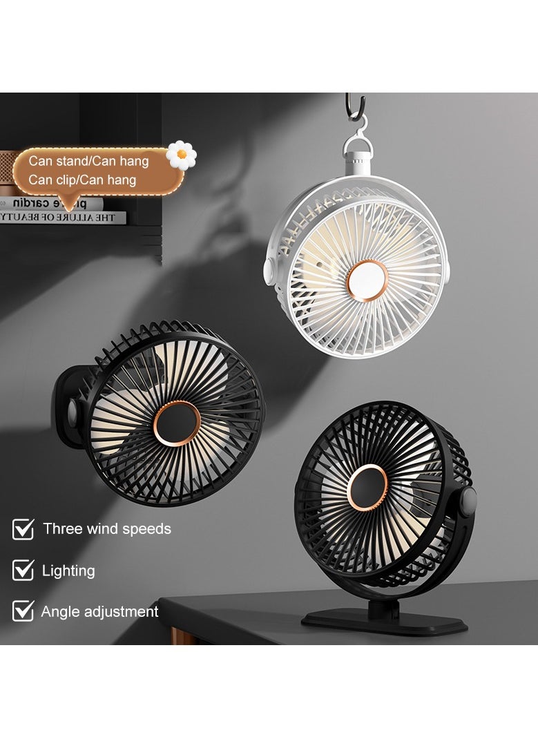 Generic - USB Desk Fan, 5 Speeds with Strong Airflow, 3 lighting modes, Multi-angle rotation  portable desk fan, for Home, Office, Dormitory, Desktop Table Fans（White） - Image 1