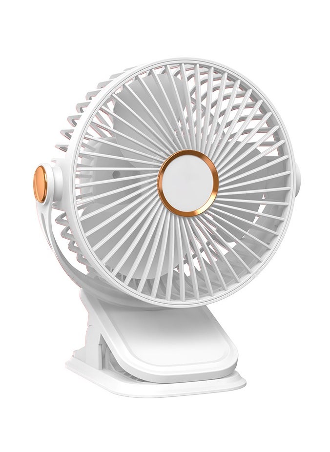 Generic - USB Desk Fan, 5 Speeds with Strong Airflow, 3 lighting modes, Multi-angle rotation  portable desk fan, for Home, Office, Dormitory, Desktop Table Fans（White） - Image 1