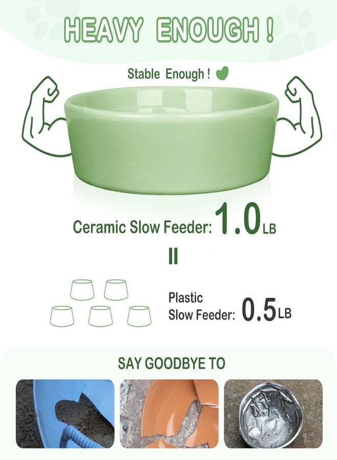 TRUVIC Ceramic Slow Feeder Dog Bowls Small Breed, 0.6 Cup Slow Feeder Cat Bowls for Fast Eaters, Ceramic Dog Food Dish no Black Chin, Puzzle Bowl for Small Dogs and Cats, Green - Image 4