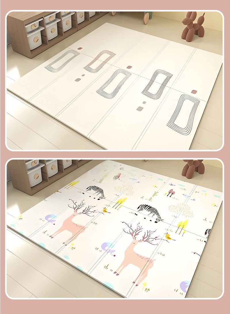 بيروي سجادة ألعاب أطفال قابلة للطي، سجادة متعددة الاستخدام مضادة للماء والانزلاق ذات وجهين، سميكة وناعمة، مريحة جدًا للاستخدام في المنزل والتخييم (180 سم * 150 سم) - Image 4