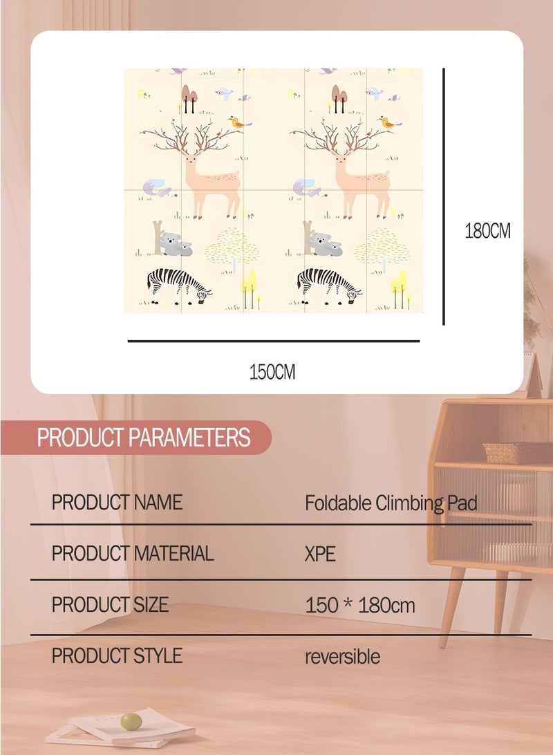 بيروي سجادة ألعاب أطفال قابلة للطي، سجادة متعددة الاستخدام مضادة للماء والانزلاق ذات وجهين، سميكة وناعمة، مريحة جدًا للاستخدام في المنزل والتخييم (180 سم * 150 سم) - Image 3