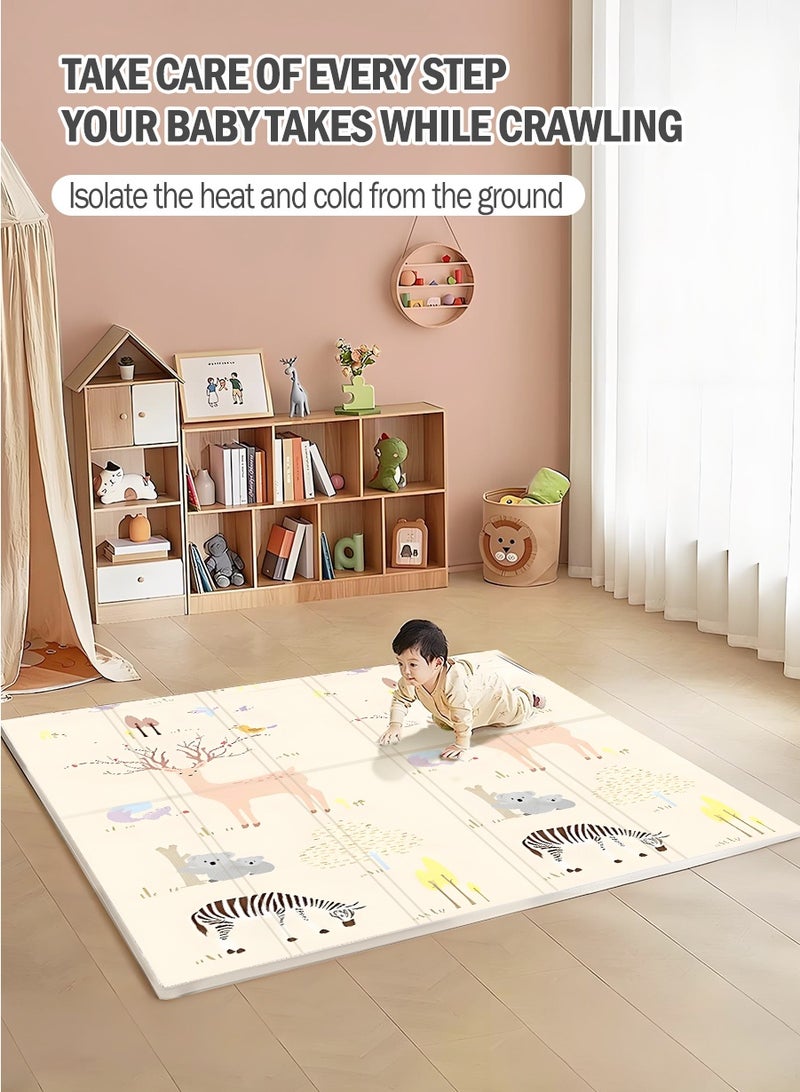 بيروي سجادة ألعاب أطفال قابلة للطي، سجادة متعددة الاستخدام مضادة للماء والانزلاق ذات وجهين، سميكة وناعمة، مريحة جدًا للاستخدام في المنزل والتخييم (180 سم * 150 سم) - Image 5