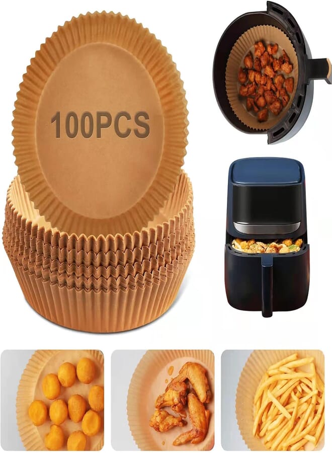 Air fryer disposable paper liner,round parchment paper for air fryer,oil-proof, water-proof, non-stick air fryer liners,food grade parchment for baking roasting microwave oven frying pan