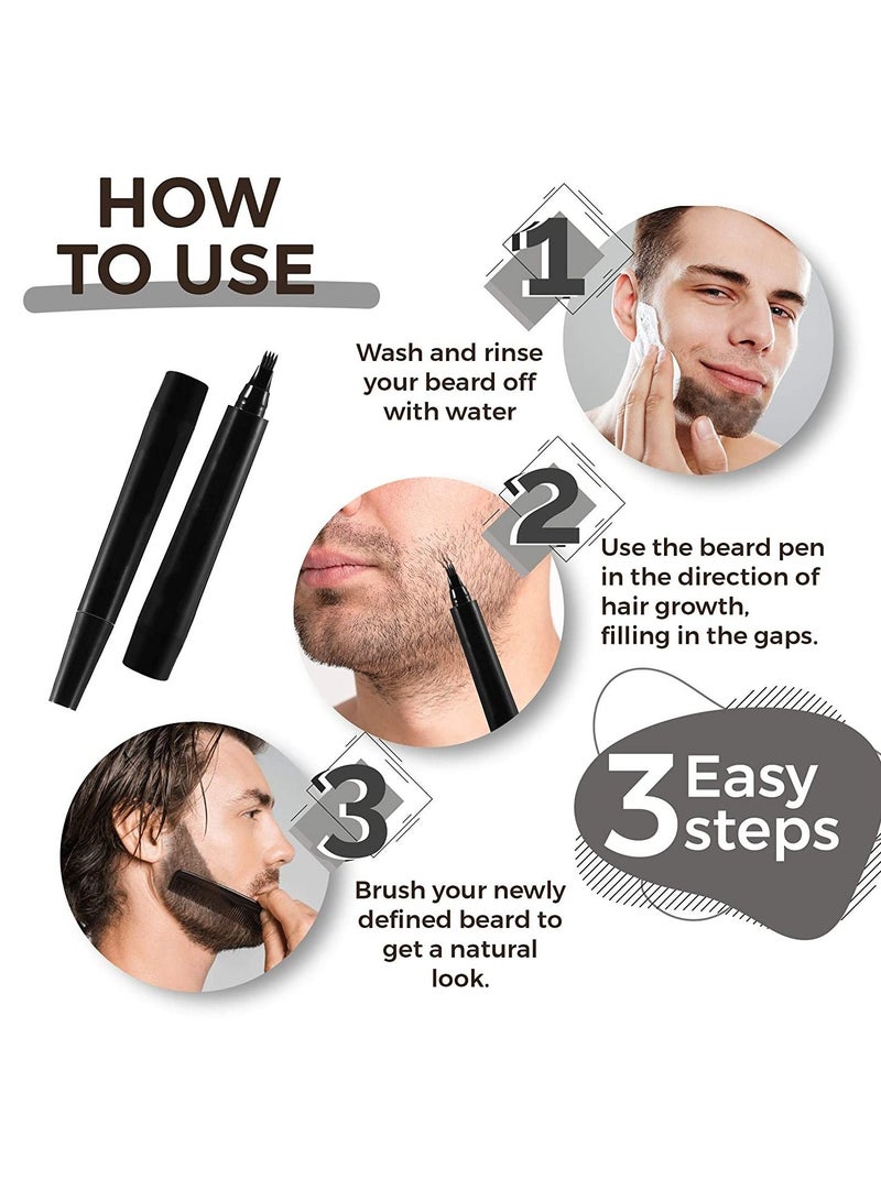 Generic Beard Filler Pen and Brush Kit Black  - Image 4
