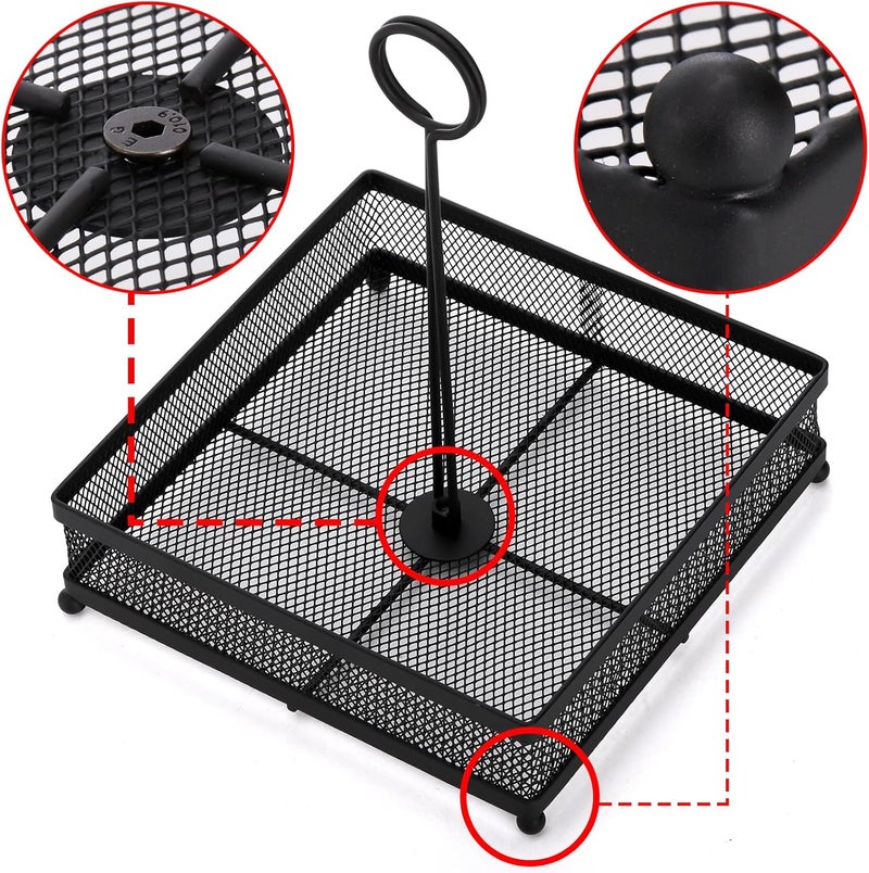 Lyellfe Set of 2 Metal Condiment Caddy, Square Table Caddy Collection with Number Card Holder, Black Tabletop Seasoning Spice Organizer for Grill Outdoors, Restaurant, Kitchen Cabinet - Image 3
