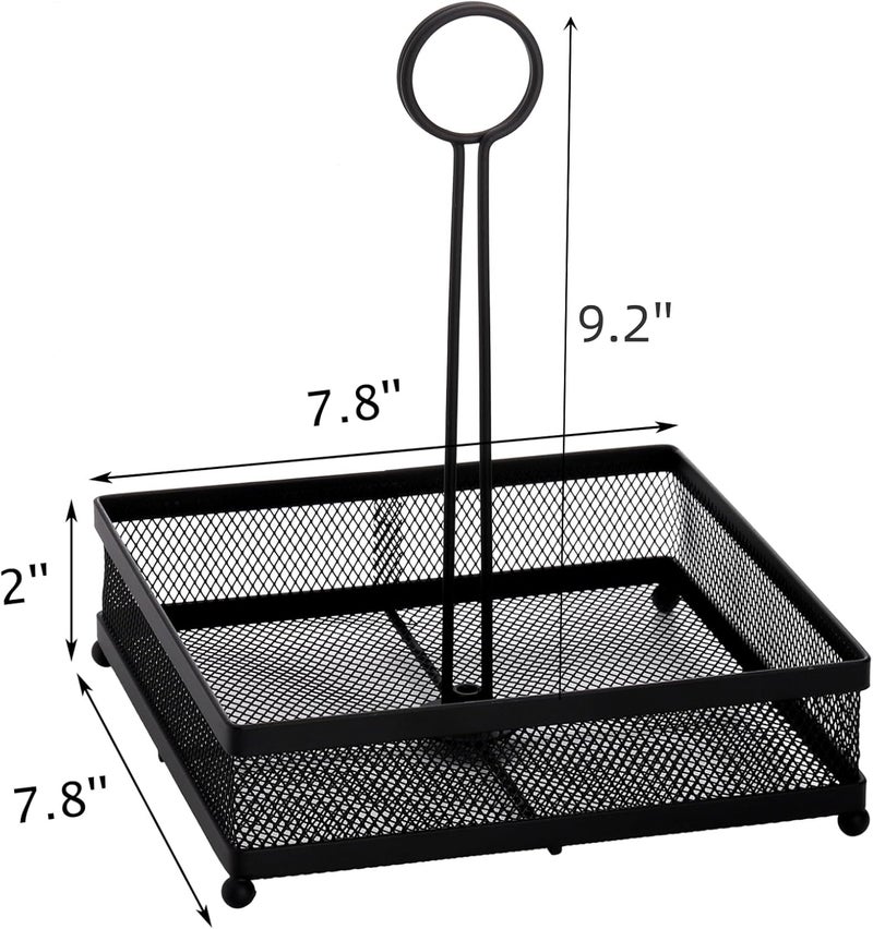 Lyellfe Set of 2 Metal Condiment Caddy, Square Table Caddy Collection with Number Card Holder, Black Tabletop Seasoning Spice Organizer for Grill Outdoors, Restaurant, Kitchen Cabinet - Image 2
