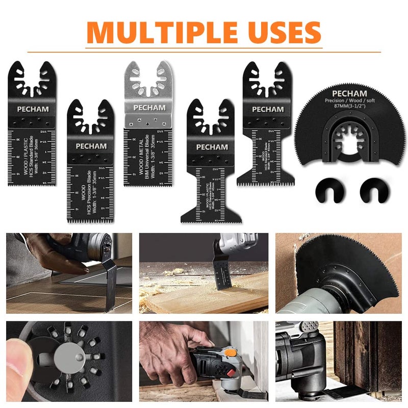PECHAM 24PCS Universal Wood Metal Oscillating Multitool Quick Release Saw Blades Fit Porter Cable Black & Decker Rockwell Ridgid Ryobi Milwaukee Chicago Craftsman - Image 2