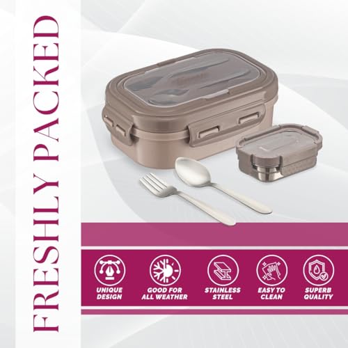 Trueware Picaso Insulated Inner Steel Thermoware BPA Free, Airtight, Food Grade, 2 Containers Lunch Box 750 ML - Image 5