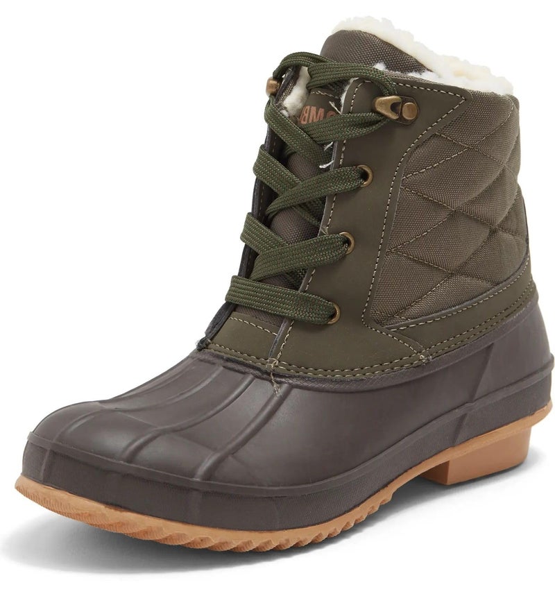 Khombu Womens Zany Duck Boots, Olive, 6M