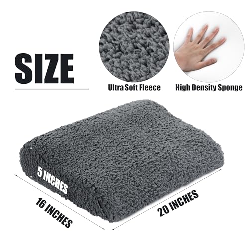 HOMBYS Extra Large Recliner Leg Pillow Sherpa Foam Foot Rest for Sleeping Rest Wave Shape Recliner Cushion Multipurpose Footrest Extender Back Lumbar Pillow for Recliner Bed Sofa Grey - Image 3