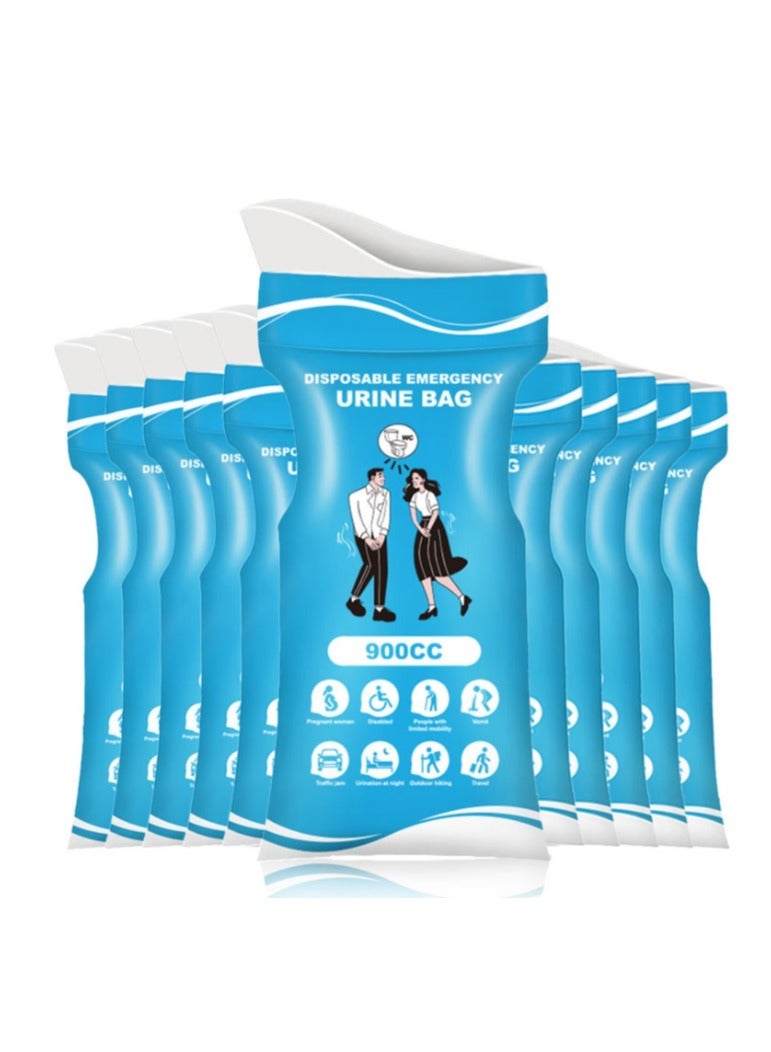 OASIS-TH 10 PCS 900cc Disposable Urine Bag, Emergency Portable Urinal Bags for Men/Women, Unisex Pee and Vomit Bags for Travel, Camping, Long Trips, Pregnant Women, Kids - Image 1