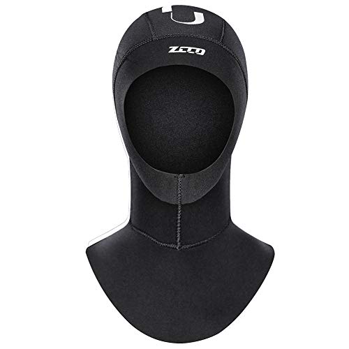 Skyone Neoprene Wetsuit Hood Scuba Diving Hood 3MM 5MM for Men Women Youth, Bib Dive Cap Surfing Thermal Hood for Kayaking Snorkeling Swimming Sailing Canoeing Water Sports (New 5mm Black, XL) - Image 4