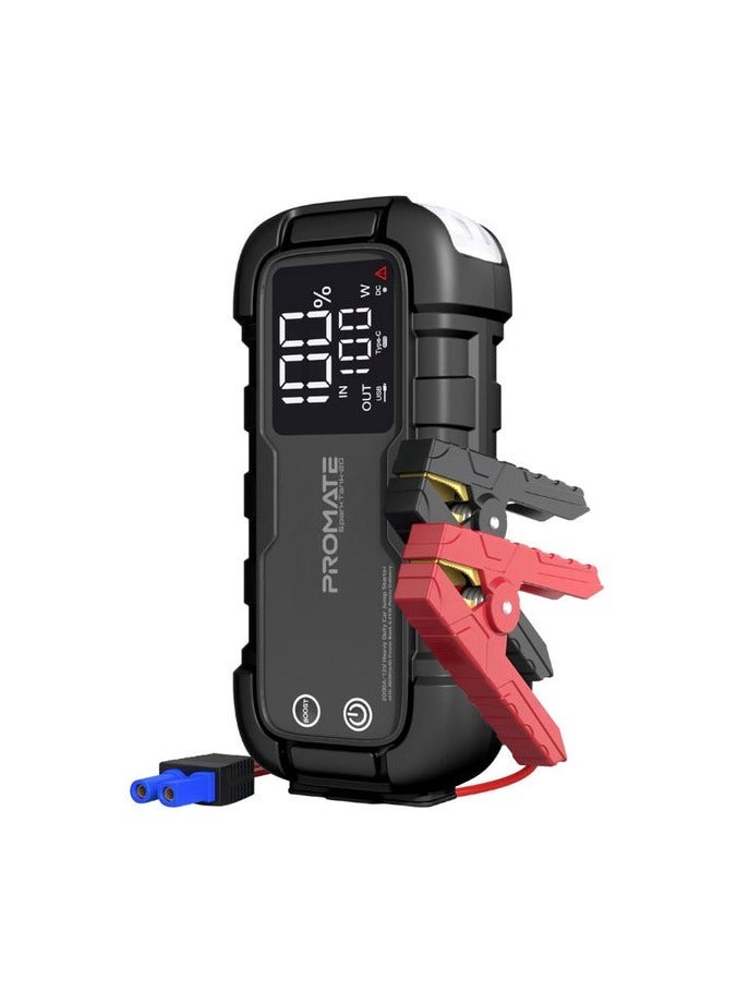 Promats Promate SparkTank-20 Heavy Duty 2000A/12V Car Jump Starter with Built-in 20000mAh Power Bank, 45W USB-C Power Delivery, Smart Safety Clamps, LED Flashlight, Portable Emergency Battery Booster for Cars, SUVs & Trucks – All-in-One Power Solution  - Image 1