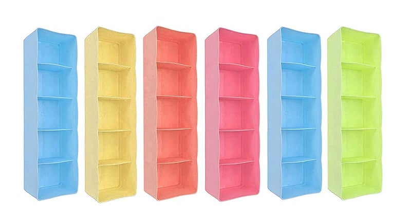 PUHBRHY Multipurpose Stackable Wardrobe Drawer Organizer Rack Socks Undergarments Hanky tie Innerwear jwelary Dressing Organizer Wardrobe Organiser Rack for Small Clothes Pack of 6 - Image 1