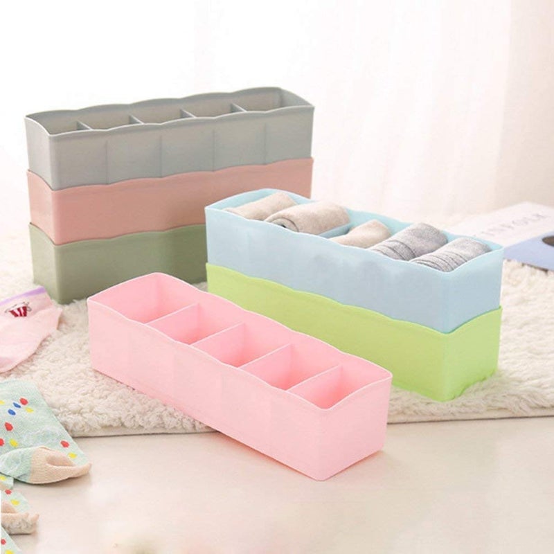 PUHBRHY Multipurpose Stackable Wardrobe Drawer Organizer Rack Socks Undergarments Hanky tie Innerwear jwelary Dressing Organizer Wardrobe Organiser Rack for Small Clothes Pack of 6 - Image 3