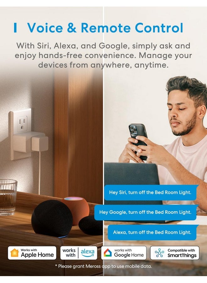 meross - meross Smart Plug Mini, 15A & Reliable Wi-Fi, Support Apple HomeKit, Siri, Alexa, Echo, Google Assistant and Nest Hub, App Control, Timer, No Hub Needed, 2.4G WiFi Only, 2 pack - Image 1