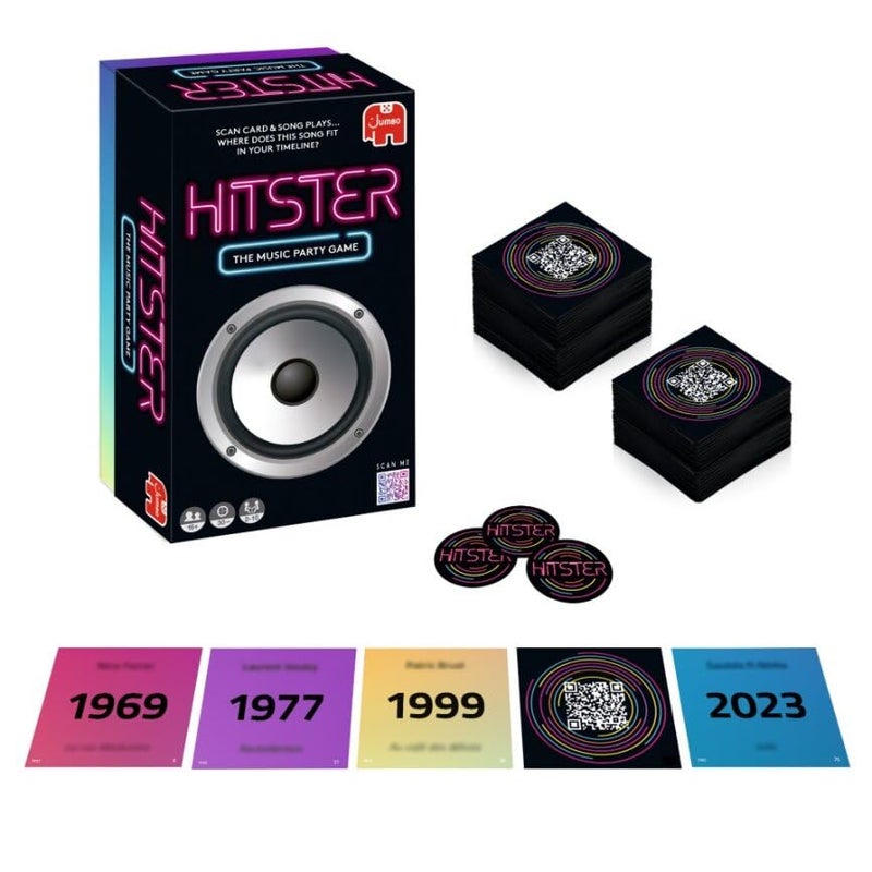 Jumbo Hitster - The Music Fun Party Quiz Card Game, 2-10 Players - 300 Plus Iconic Music Hits - Great for Adult and Family Game Night - Image 3