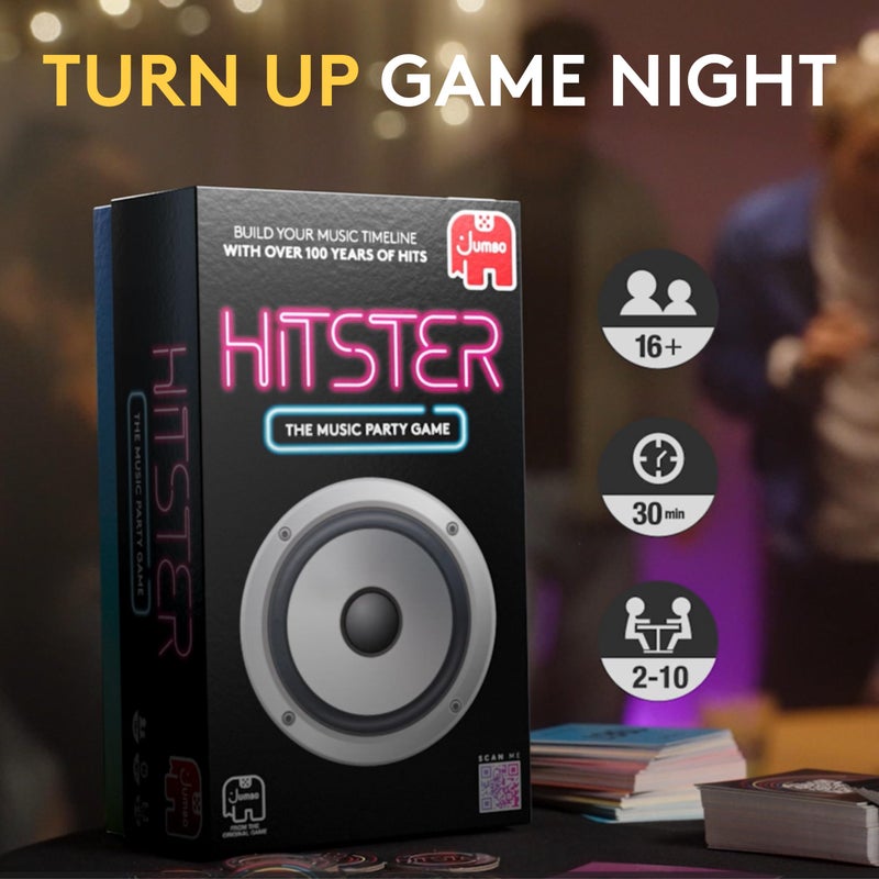 Jumbo Hitster - The Music Fun Party Quiz Card Game, 2-10 Players - 300 Plus Iconic Music Hits - Great for Adult and Family Game Night - Image 2