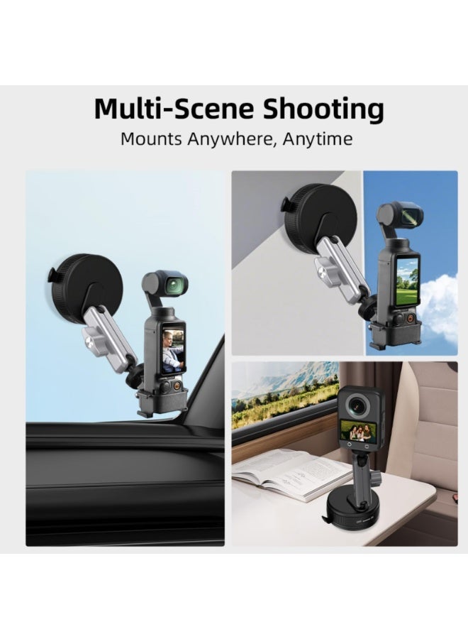 Universal Car Suction Cup Mount for Insta360 X5 X4Air Action Cameras & Smartphones,Foldable Bracket with Adhesive Base,Adjustable Dual Ball Head,for DJI Action 6 5Pro/Osmo Nano/360/ Pocket 3 - Image 4