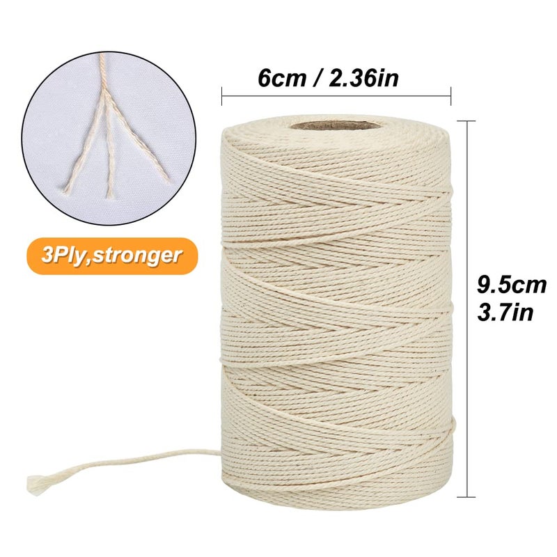 Tenn Well Cooking Twine, 3Ply 656Feet 1mm Food Safe Cotton Kitchen String Butchers Twine for Roasting, Trussing Turkey, Tying Meat, Making Sausage, Baking and More - Image 3