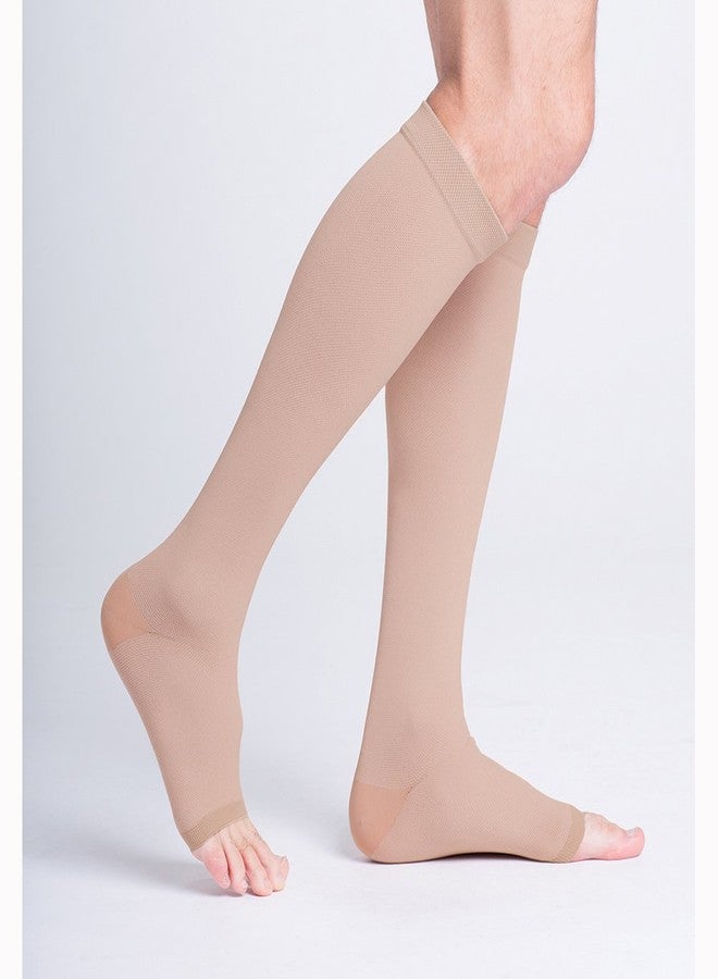 Sigvaris Natural Rubber Knee High 50-60mmHg Open Toe, L4, Beige