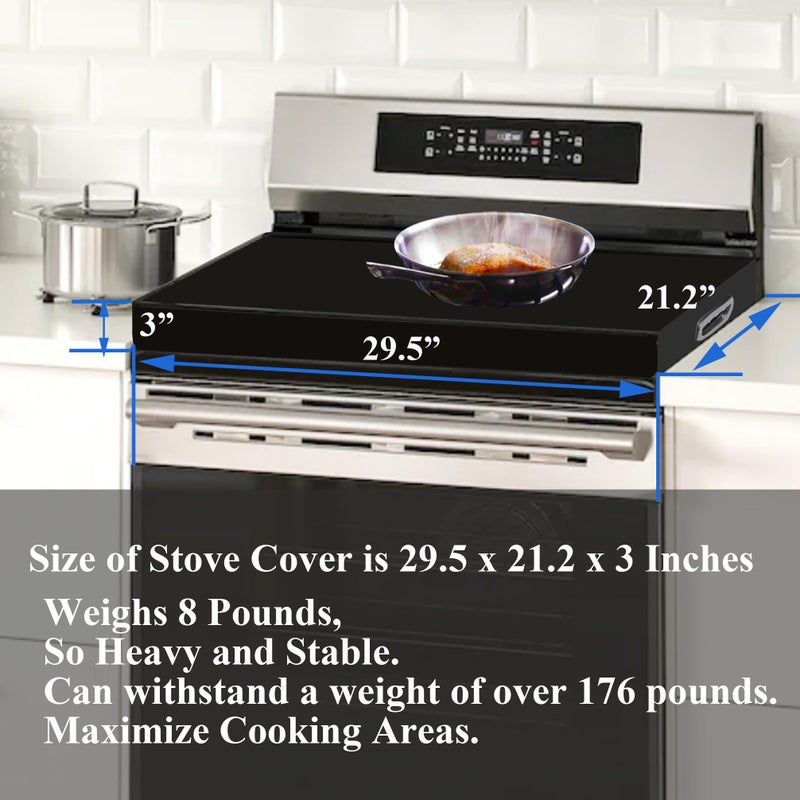 dttbgg Stainless Steel Gas Stove Top Cover, Noodle Board Cooktop Cover, Kitchen Organizer for Gas and Electric Stove Range Expanding Kitchen Space, Large Size 30"x 22"x3", Black - Image 3