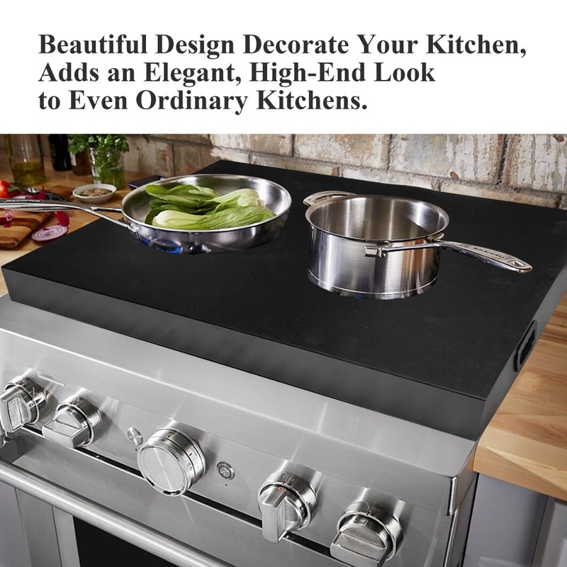 dttbgg Stainless Steel Gas Stove Top Cover, Noodle Board Cooktop Cover, Kitchen Organizer for Gas and Electric Stove Range Expanding Kitchen Space, Large Size 30"x 22"x3", Black - Image 5