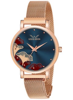 LOUIS DEVIN Stainless Steel Mesh Chain Elegant Design Analog Wrist Watch For Women  - Image 1