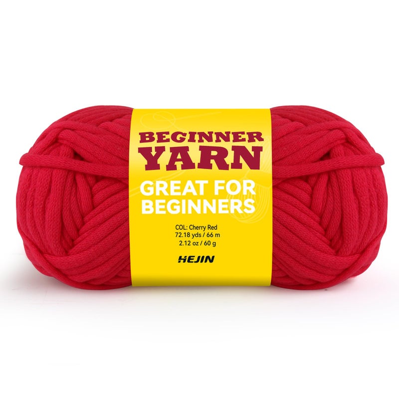 HEJIN 60g Cherry Red Yarn for Crocheting and Knitting66m 72yds Cotton Yarn for Beginners with EasytoSee StitchesWorstedWeight Medium 4CottonNylon Blend Yarn for Beginners Crochet Kit Making