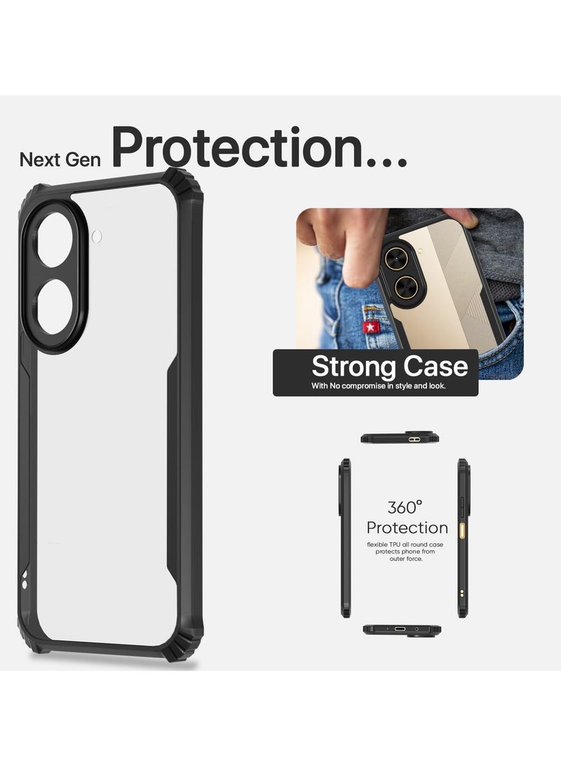 Case for Redmi A5 Clear Cover Hard PC Back Cover with Shockproof TPU Black Border 360 Degree Impact Resistant non-Yellowing Transparent Cover For Redmi A5 - Image 2