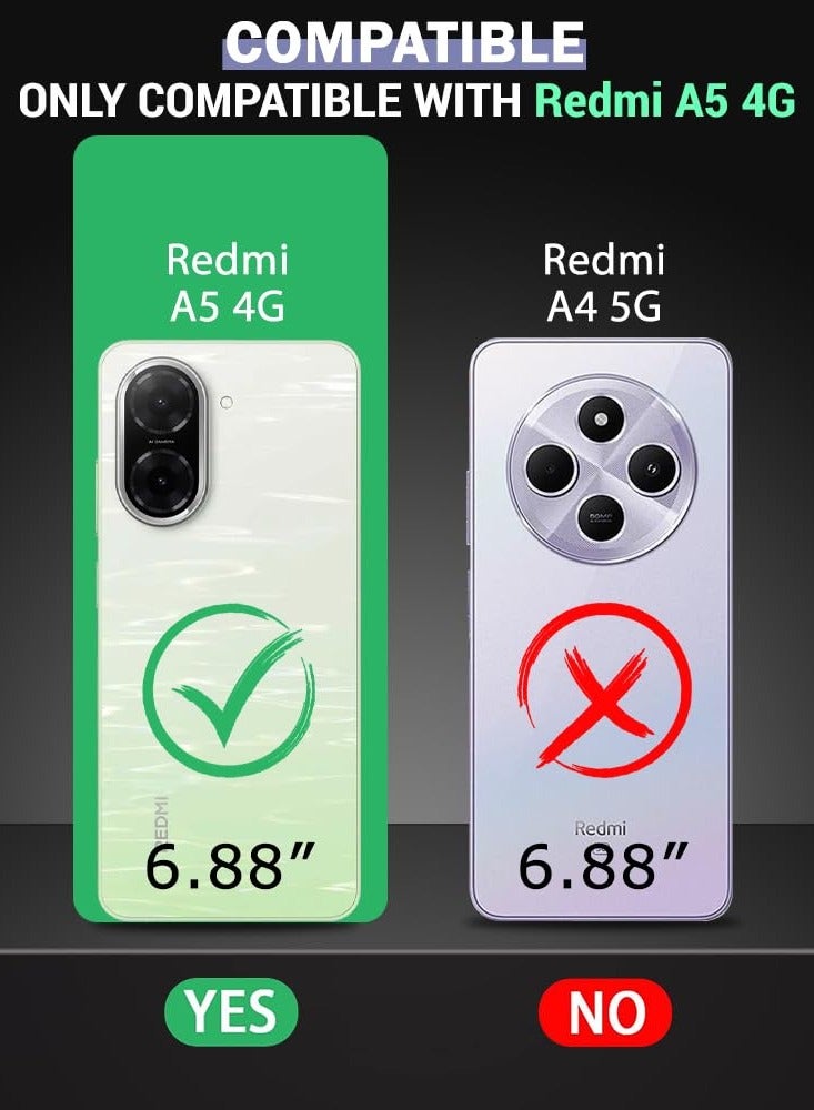 Case for Redmi A5 Clear Cover Hard PC Back Cover with Shockproof TPU Black Border 360 Degree Impact Resistant non-Yellowing Transparent Cover For Redmi A5 - Image 4