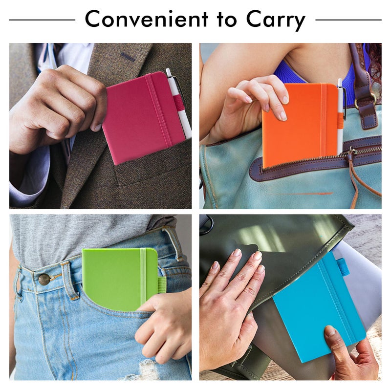 feela Pocket Small Notebooks Bulk, Mini Cute Notepads Hardcover College Ruled Lined Journals with Pen Holder for School Business Memos, with 15 Black Pens, 3.5â€x 5.5â€, 15 Pack, A6, Solid Colors - Image 5