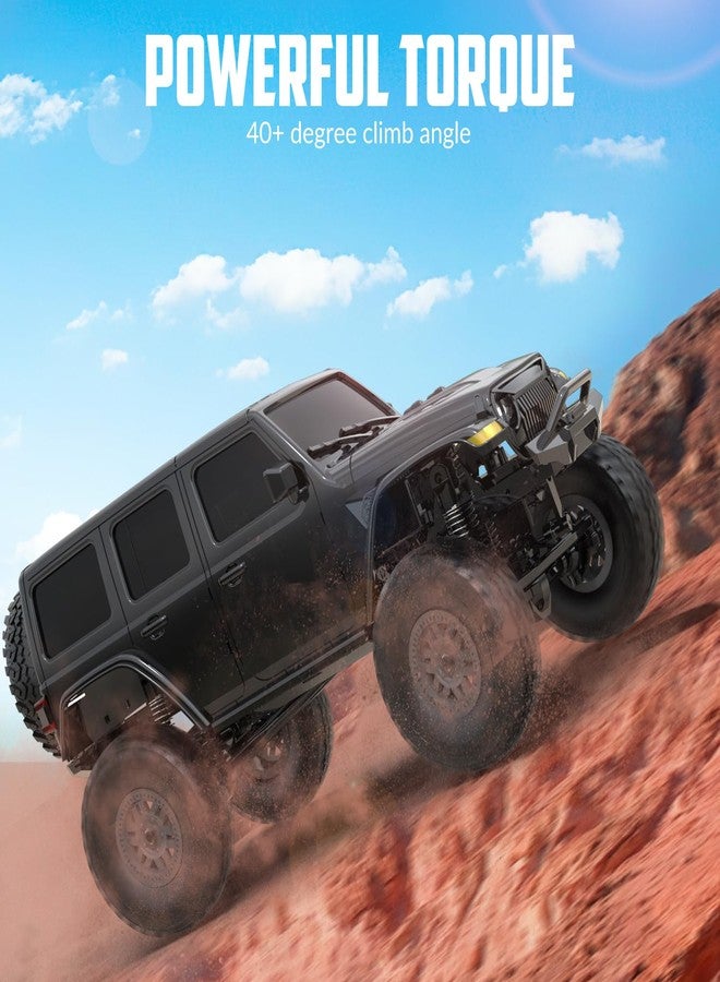 Flycolor شاحنة FLYCOLOR RCS24 RC 1/24 على الطرق الوعرة 4x4 مركبة تسلق على الطرق الوعرة جميع التضاريس شاحنة RC وحش سيارة تحكم عن بعد مع مصباح أمامي ساطع 2 بطاريات ألعاب هواية مقاومة للماء (RTR أسود) - Image 2