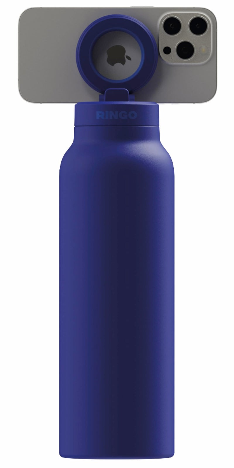 Ringo PRO Water Bottle with Magnetic Phone Mount & Sip Straw Lid - Insulated Stainless Steel Bottle for Workouts, Content Creation, Navigation & Facetime on the Go, 12Hrs Hot/24Hrs Cold Blue 24oz - Image 4